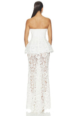 Gal Embroidery Peplum Maxi Dress