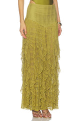 Petal Sheen Mesh Maxi Skirt