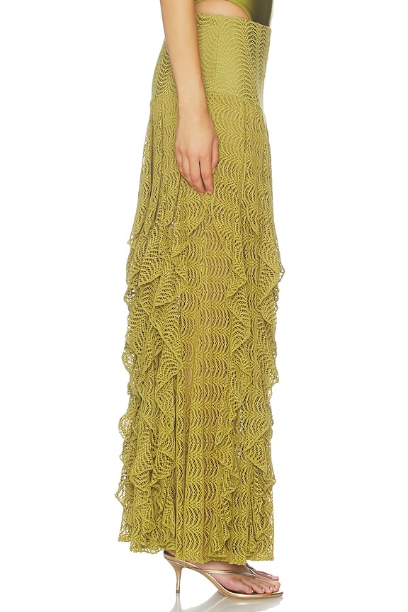 Petal Sheen Mesh Maxi Skirt