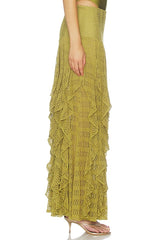 Petal Sheen Mesh Maxi Skirt
