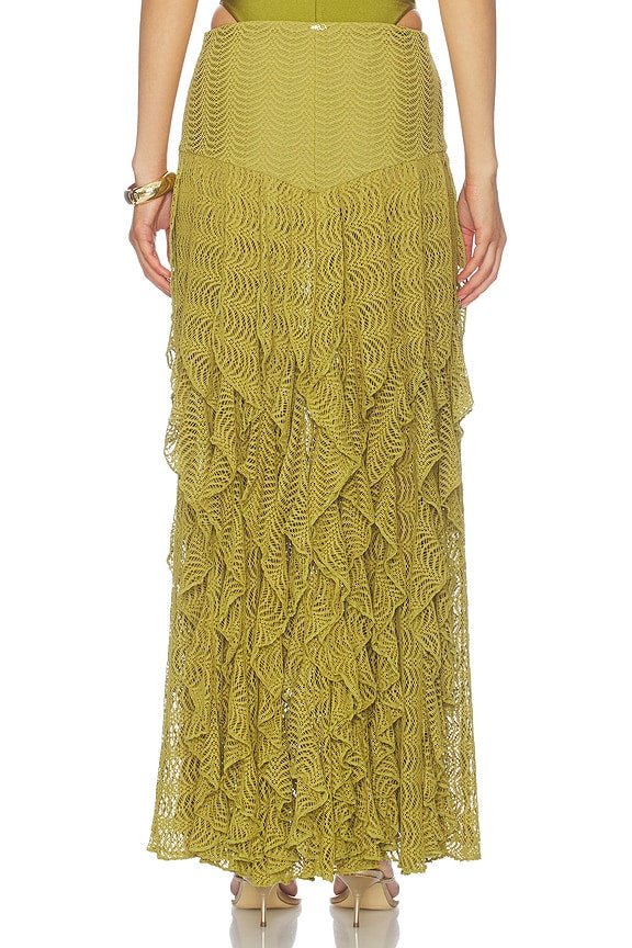 Petal Sheen Mesh Maxi Skirt