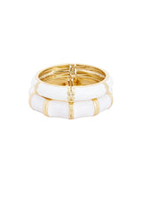 Enamel Stripe &amp; Bamboo Set Of 2 cuff