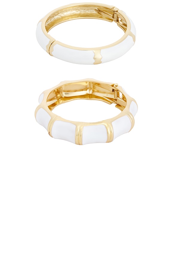 Enamel Stripe &amp; Bamboo Set Of 2 cuff