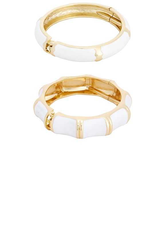 Enamel Stripe &amp; Bamboo Set Of 2 cuff