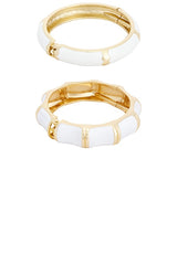 Enamel Stripe &amp; Bamboo Set Of 2 cuff