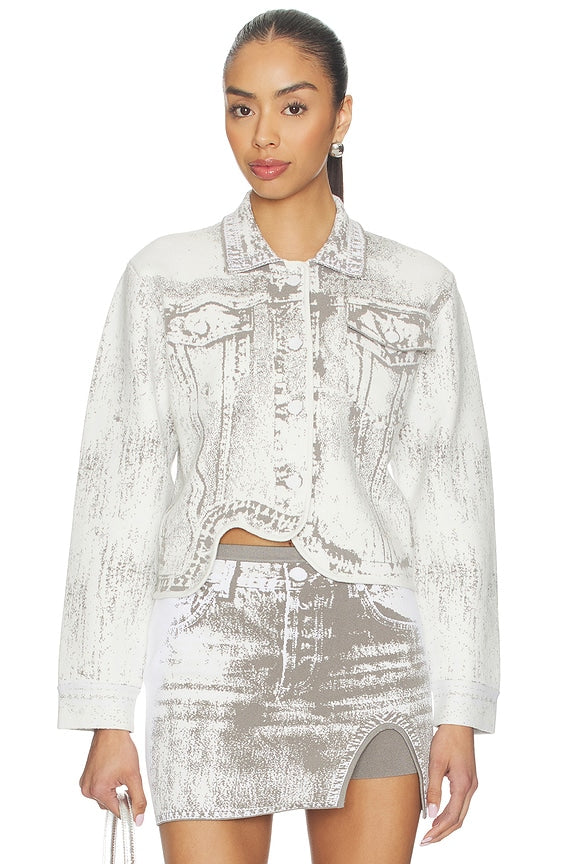 Hana Denim Print Oversized Jacket
