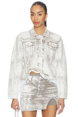 Hana Denim Print Oversized Jacket