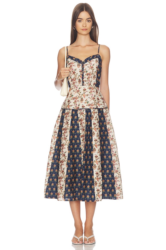 Cotton Silk V-neck Sleeveless A Line Dresses