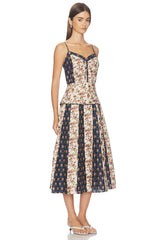 Cotton Silk V-neck Sleeveless A Line Dresses