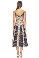 Cotton Silk V-neck Sleeveless A Line Dresses