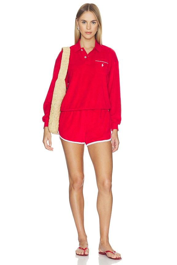 Cotton Terry Long Sleeve Collared Polo