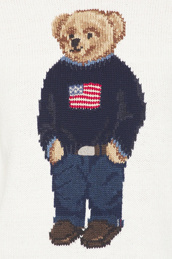 Linen Bear Sweater Long Sleeve Pullover