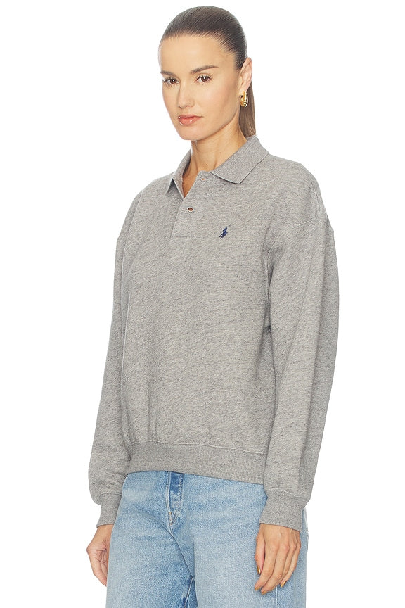 Fleece Polo Long Sleeve Sweater