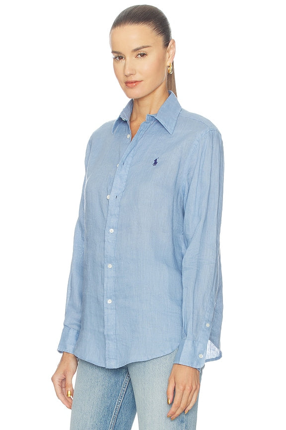 Linen Long Sleeve Button Front Shirt