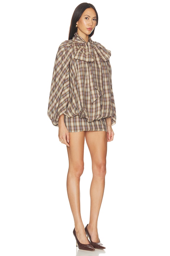 Tie-neck Short Cocoon Mini Dress
