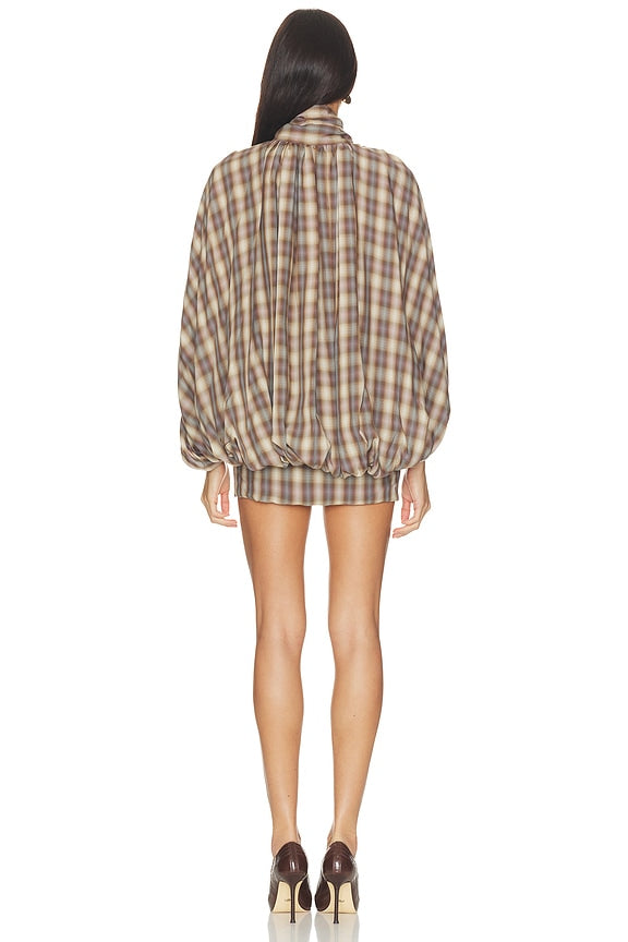 Tie-neck Short Cocoon Mini Dress