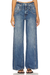 Caleb High Rise Relaxed Stacked Waist Jeans