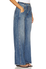 Caleb High Rise Relaxed Stacked Waist Jeans