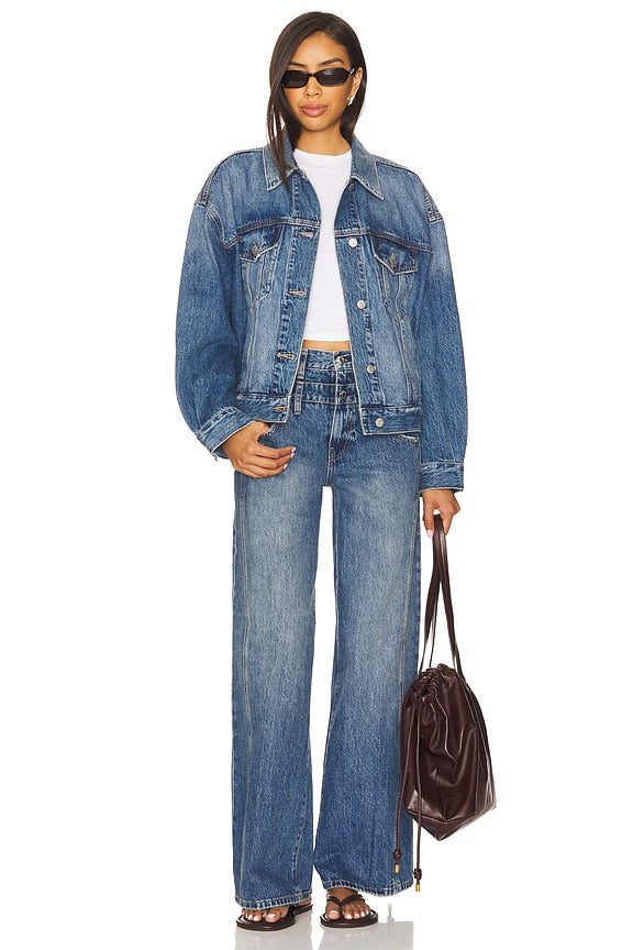 Caleb High Rise Relaxed Stacked Waist Jeans