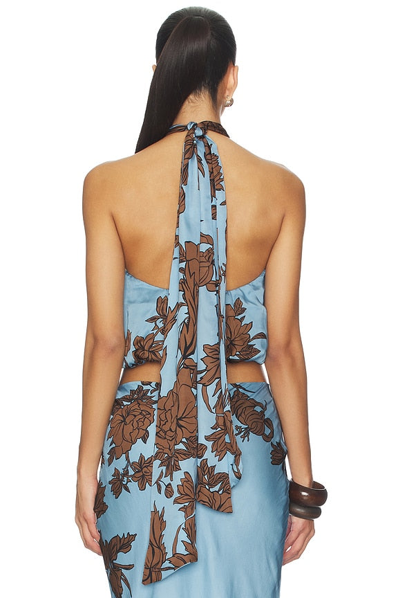 Blouson Top With Back Ties