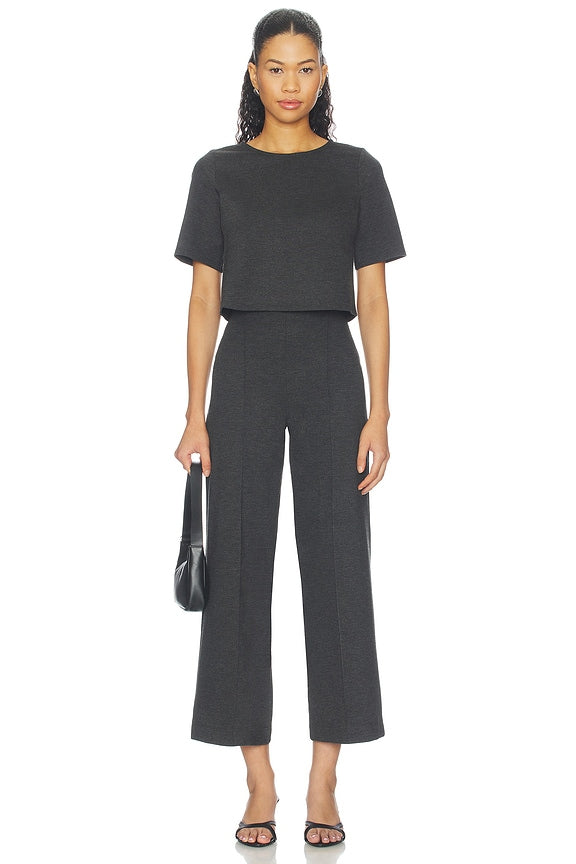 Ponte Knit Cropped Straight Leg Pant