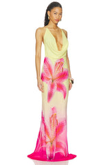 Juliana Cowl High Slit Maxi Dress