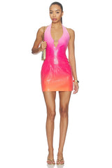 Catiana Deep-v Sequin Mini Dress