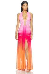 Adrianna Plunge Ruched Maxi Dress