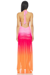 Adrianna Plunge Ruched Maxi Dress