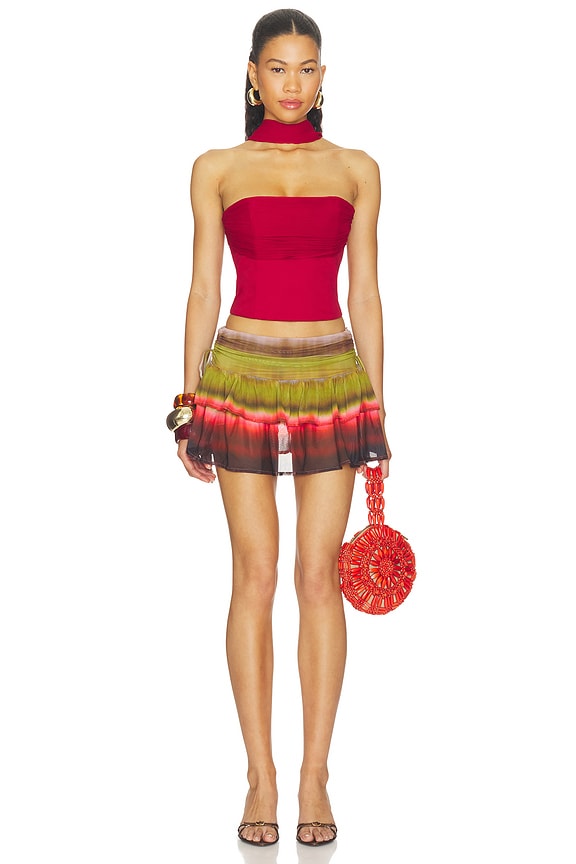 Daniella Ruched Ruffle Mini Skirt