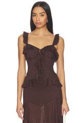Roxelle Ruffle Split Front Top
