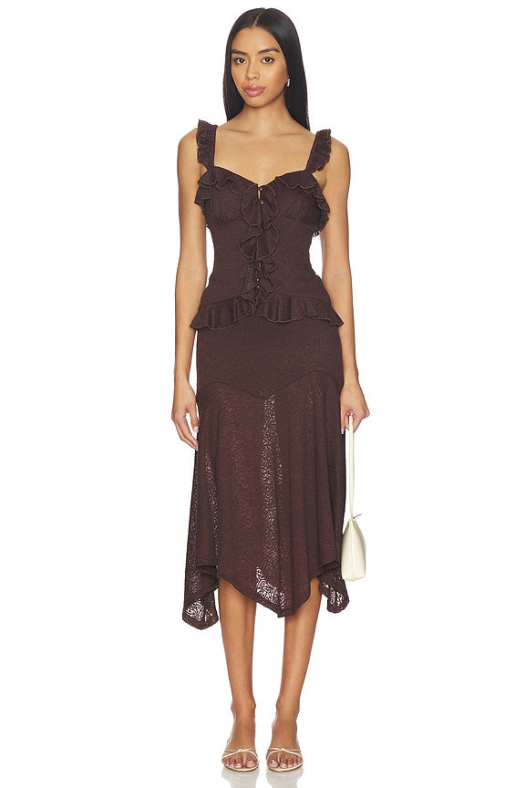 Roxelle Ruffle Split Front Top