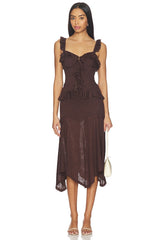 Roxelle Ruffle Split Front Top