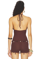 Bailee Deep-v Halter Knit Top