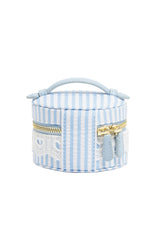 Top Handle Pill Case in Blue Seersucker