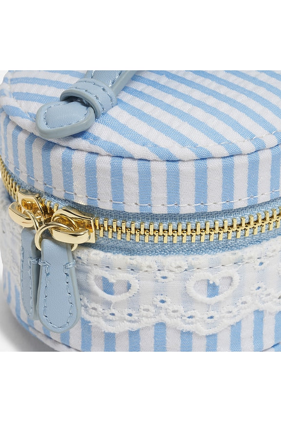 Top Handle Pill Case in Blue Seersucker