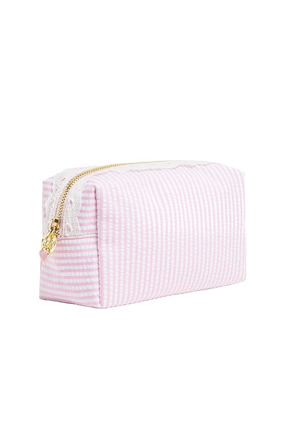 Small Pouch in Pink Seersucker