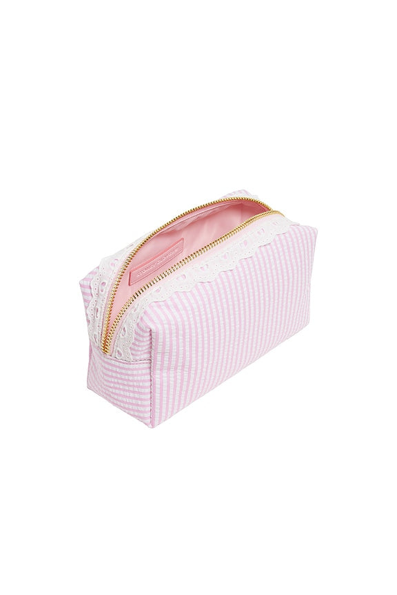 Small Pouch in Pink Seersucker