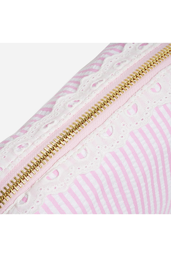 Small Pouch in Pink Seersucker