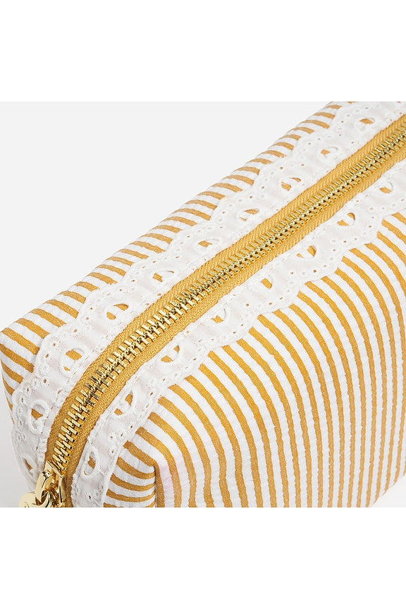 Medium Pouch in Yellow Seersucker