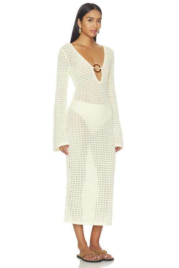 x REVOLVE Averi Pointelle Midi Dress