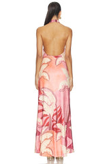 Kaeli Tie Front Halter Maxi Dress
