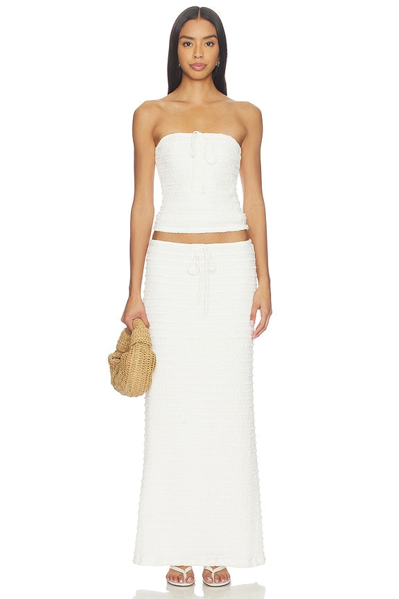 Adalee Ruffle Texture Strapless Top