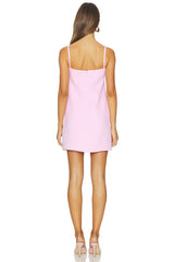 Pink Crepe 3d Sequin Flower Mini Dress