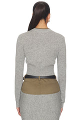 Grey Contrast Placket Cardigan