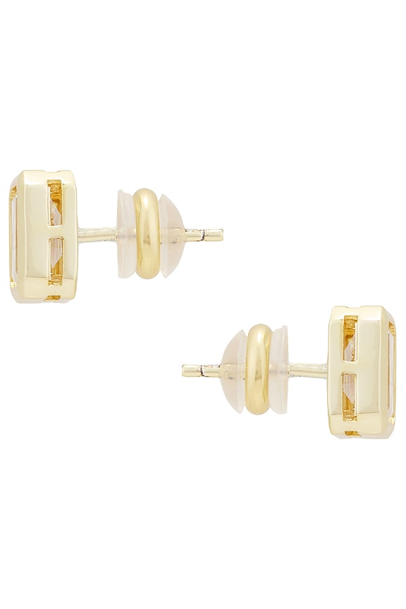 Emerald Cut Bezel Stud Earring