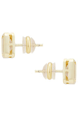 Emerald Cut Bezel Stud Earring