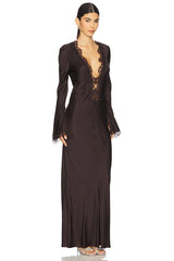 Allegra Lace Plunged Maxi Dress