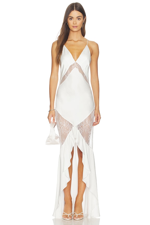 Labyrinth Lace Panelled Ruffle Maxi Dress