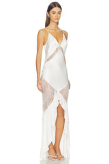 Labyrinth Lace Panelled Ruffle Maxi Dress